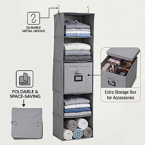 Patterned Storage Box (Size 33x33x32 cm) - Grey & Grey