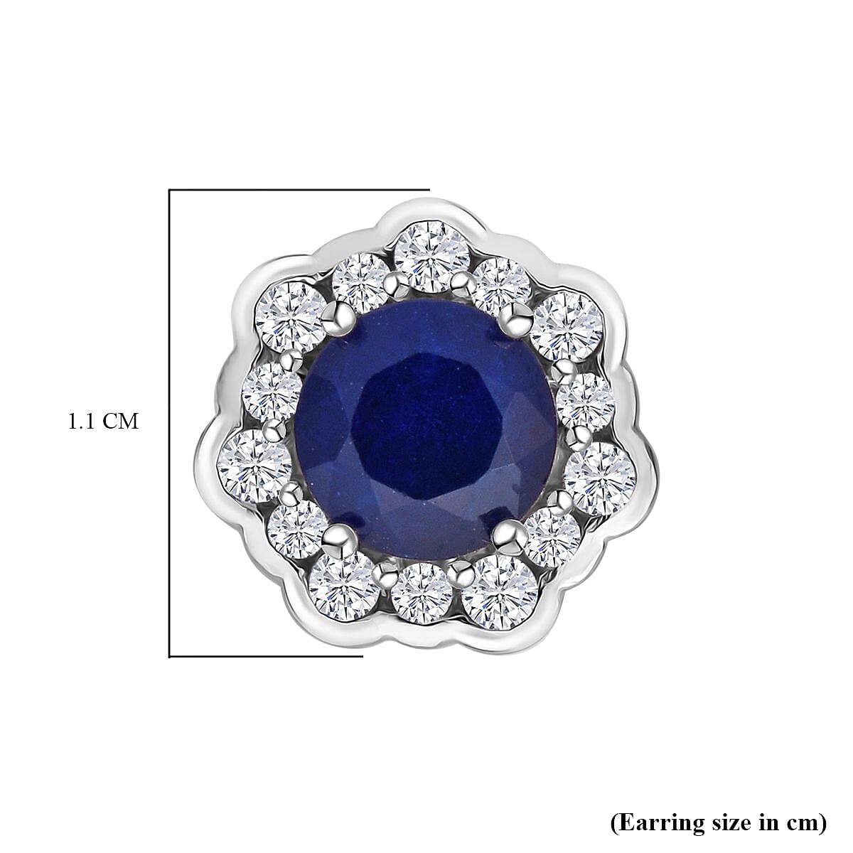 Premium Vietnamese Cobalt Blue Spinel & White Zircon Earring with Push Back in Rhodium Overlay Sterling Silver 2.56 Ct.