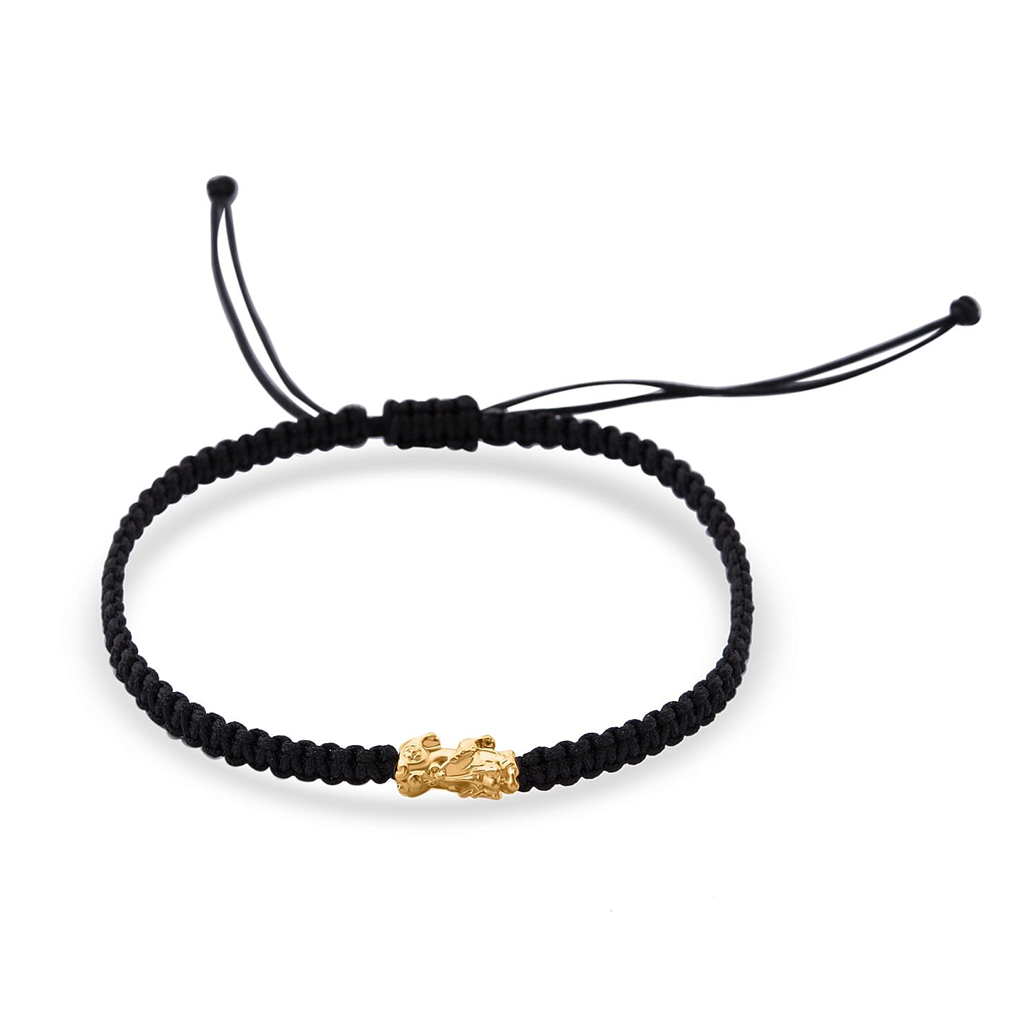 24K (99.99% Purity) Yellow Gold Pixiu Thread Adjustable Bracelet (Size - 6.5 to 9.5)
