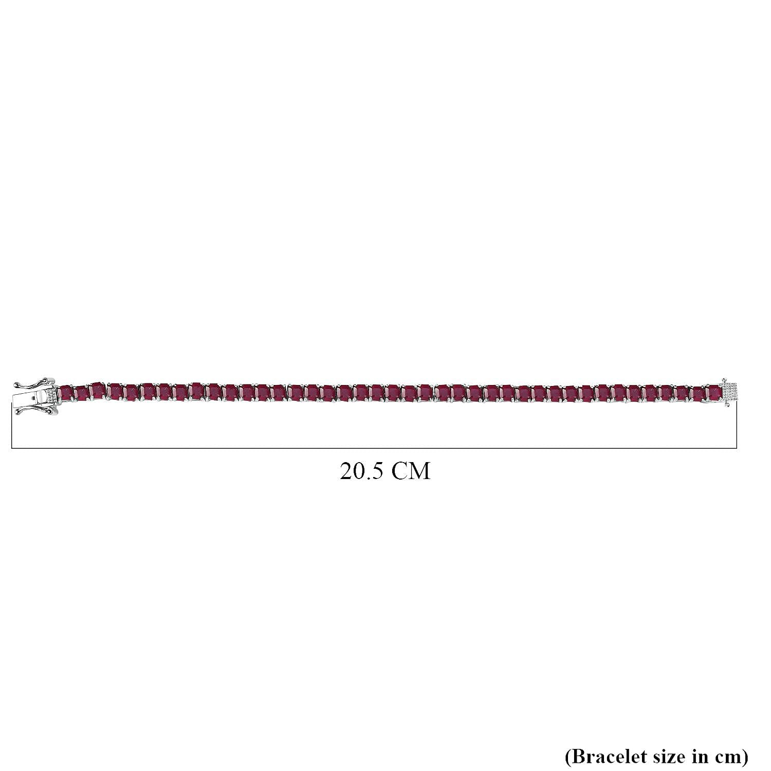 African Ruby Tennis Bracelet (Size - 7) with GB Lock Box in Rhodium Overlay Sterling Silver 22.23 Ct, Silver Wt. 9.64 Gms. African Ruby Tennis Bracelet (Size - 7) with GB Lock Box in Rhodium Overlay Sterling Silver 22.23 Ct, Silver Wt. 9.64 Gms.