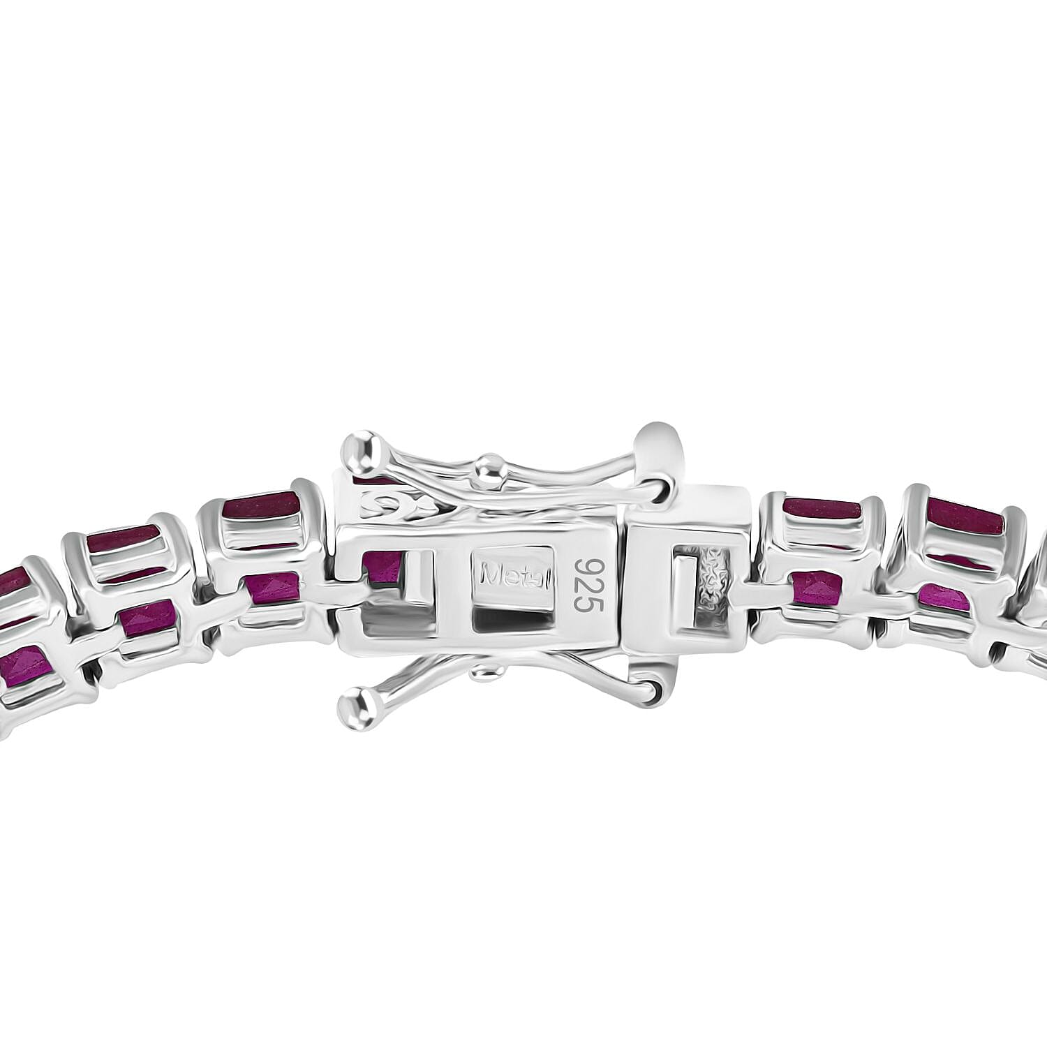 African Ruby Tennis Bracelet (Size - 7) with GB Lock Box in Rhodium Overlay Sterling Silver 22.23 Ct, Silver Wt. 9.64 Gms. African Ruby Tennis Bracelet (Size - 7) with GB Lock Box in Rhodium Overlay Sterling Silver 22.23 Ct, Silver Wt. 9.64 Gms.