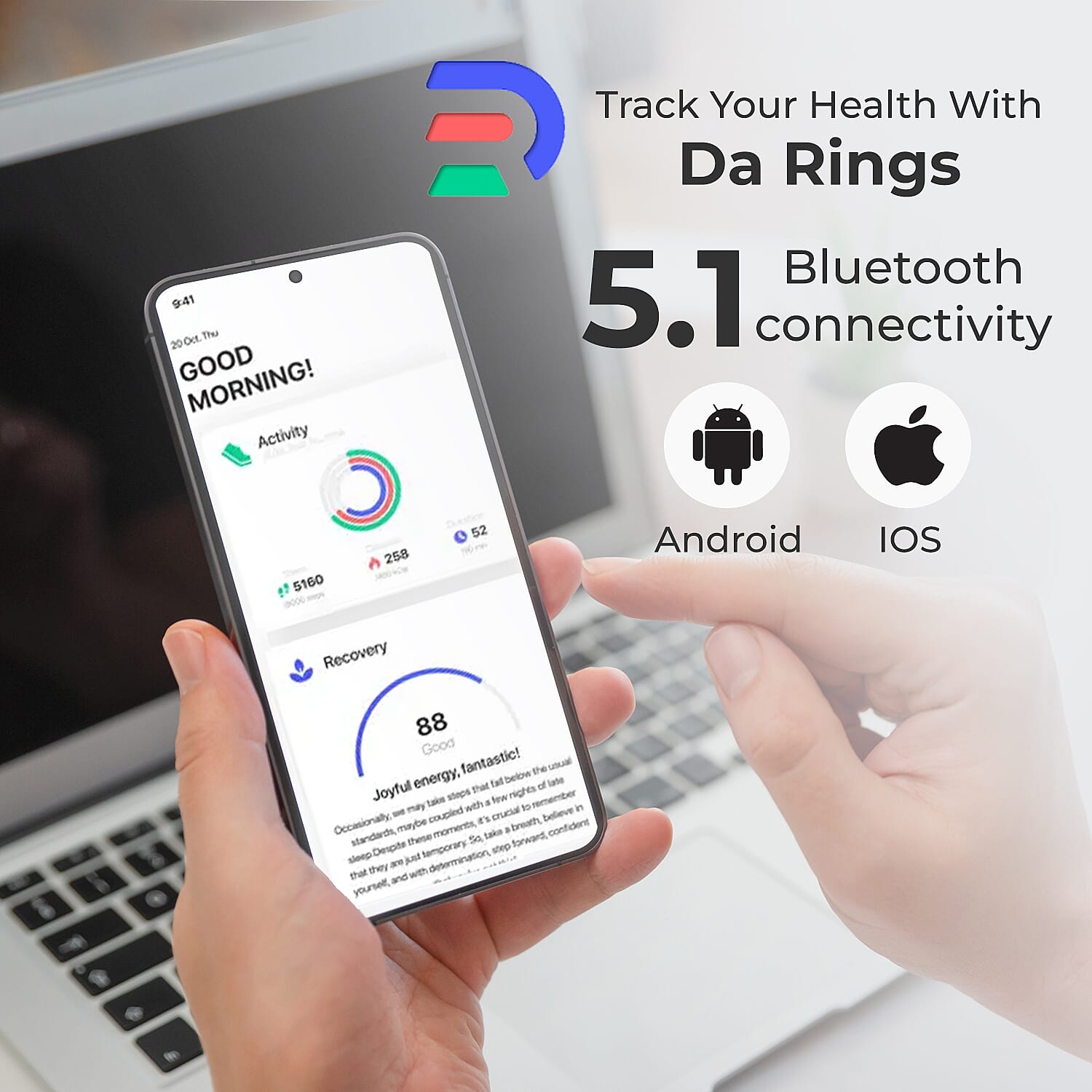 Soul Smart - Stainless Steel Smart RingV1- IP68 Waterproof Multi-Function Health & Fitness Tracker