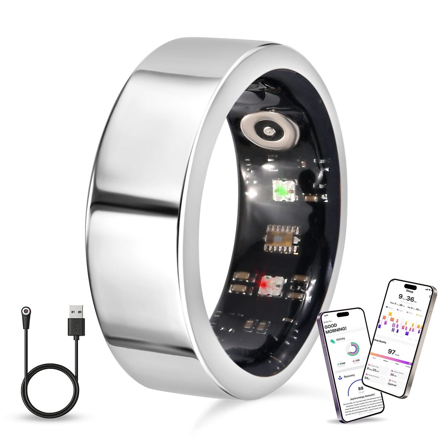Soul Smart - Stainless Steel Smart RingV1- IP68 Waterproof Multi-Function Health & Fitness Tracker