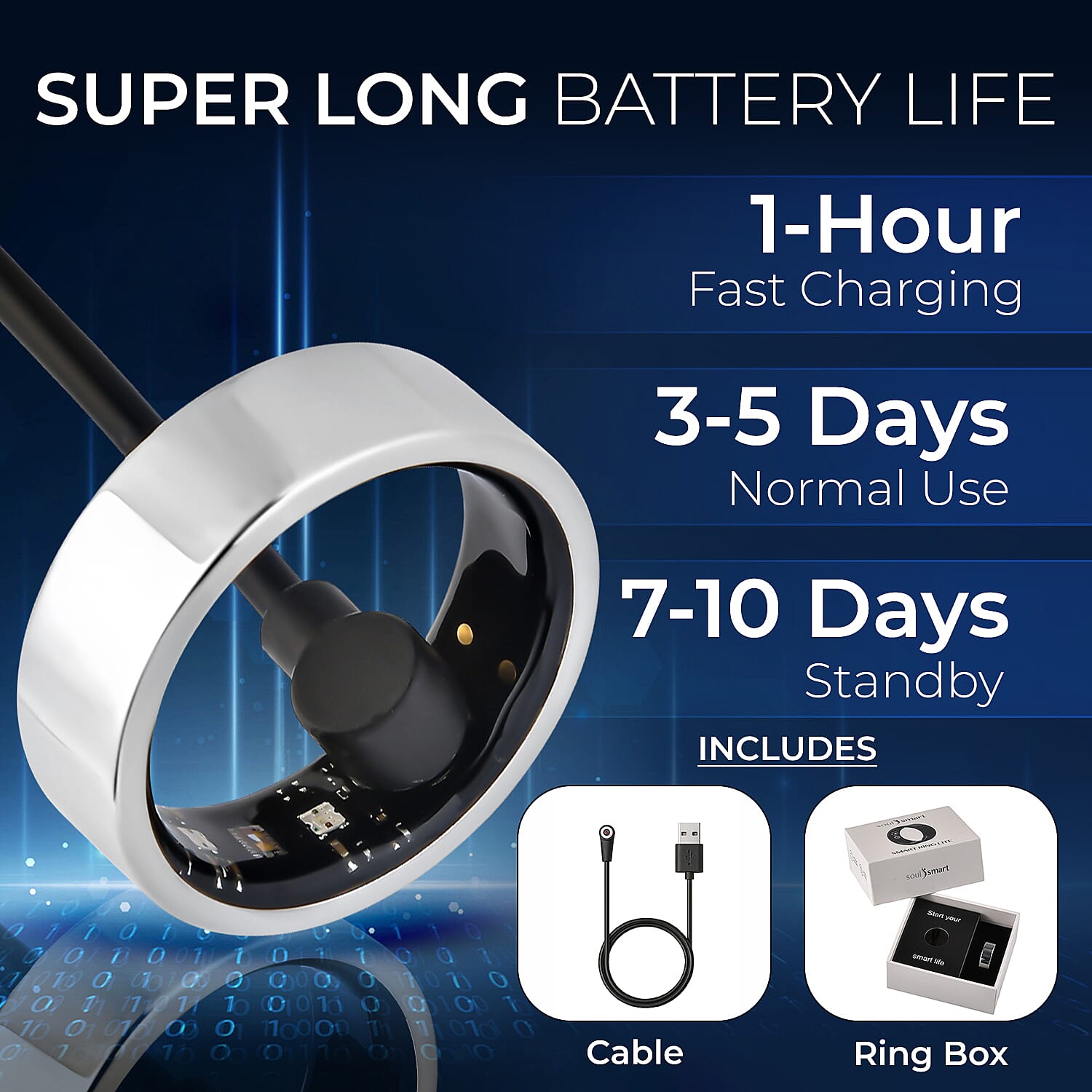 Soul Smart - Stainless Steel Smart RingV1- IP68 Waterproof Multi-Function Health & Fitness Tracker