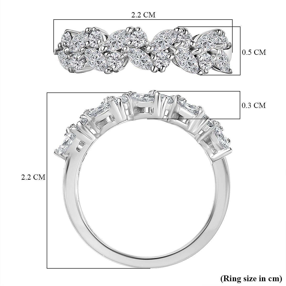 Swarovski Zirconia Band Ring in Rhodium Overlay Sterling Silver 1.56 Ct. Swarovski Zirconia Band Ring in Rhodium Overlay Sterling Silver 1.56 Ct.