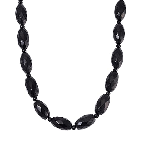 ONE TIME LIMITED CLOSE OUT DEAL - Natural Faceted Shungite Necklace (Size 18-2 Ext.) in Rhodium Overlay Sterling Silver 523.50 Ct.