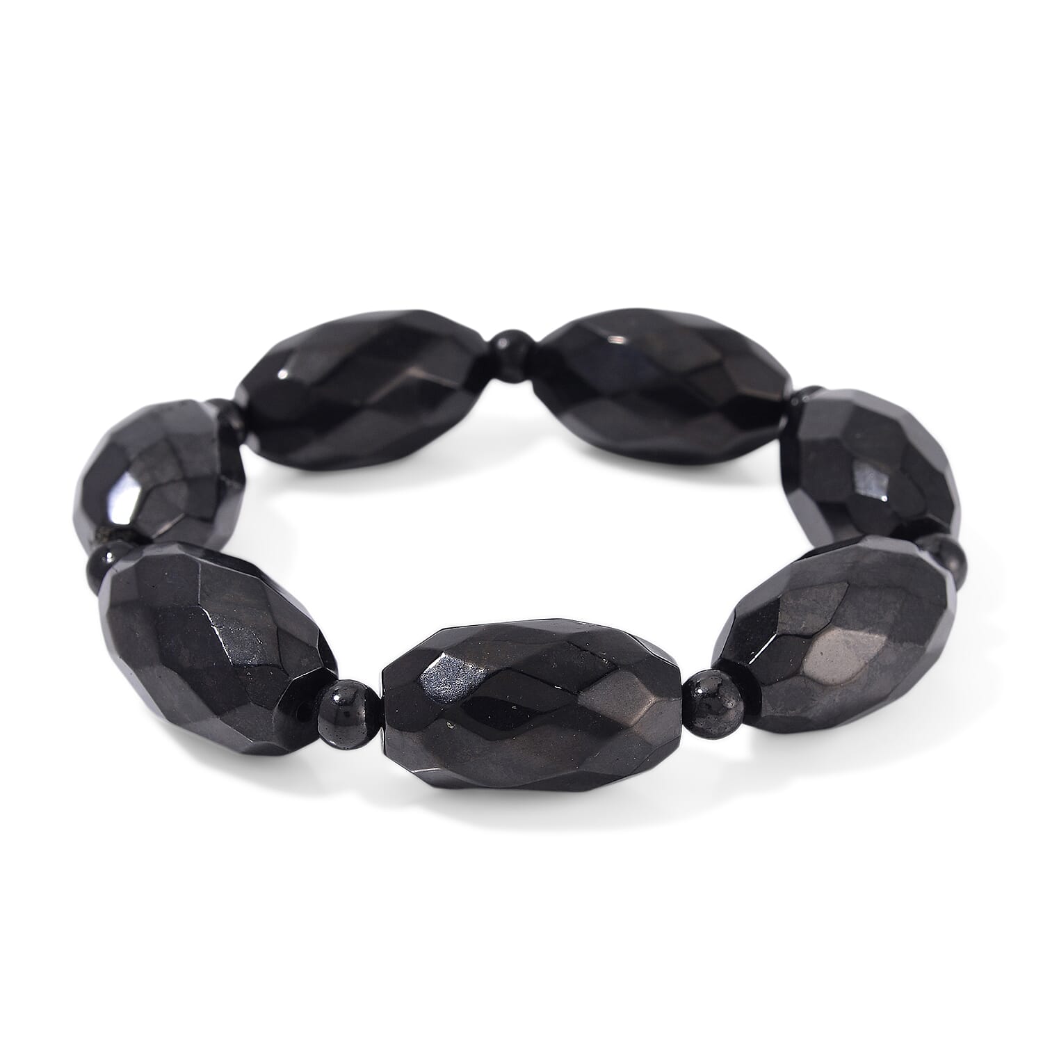 ONE TIME LIMITED CLOSE OUT DEAL - Natural Faceted Shungite Stretchable Bracelet 270.80 Ct.