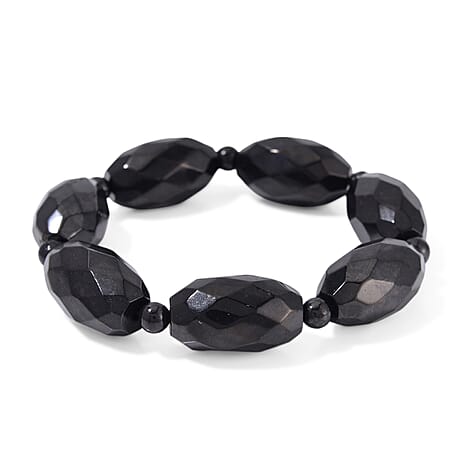 ONE TIME LIMITED CLOSE OUT DEAL - Natural Faceted Shungite Stretchable Bracelet 270.80 Ct.