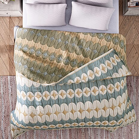 Cotton Jacquard Blanket (Size 200x1 cm) - Blue & White