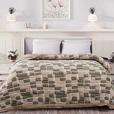 Cotton Jacquard Blanket (Size 200x1 cm) - Grey & White