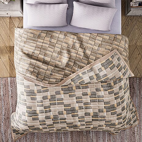 Cotton Jacquard Blanket (Size 200x1 cm) - Grey & White