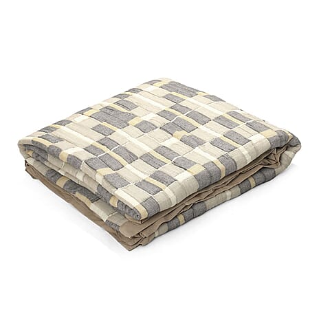 Cotton Jacquard Blanket (Size 200x1 cm) - Grey & White