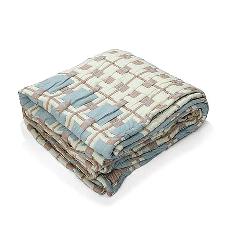 Cotton Jacquard Blanket (Size 200x1 cm) - White & White