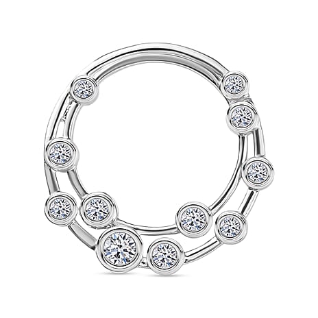 Designer Inpsired- Luxuriant Diamond Lab Grown Diamond (SI-GH) Circle Pendant in Rhodium Overlay Sterling Silver 1.00 Ct.