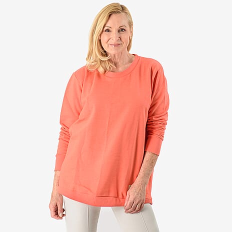 Cotton Blend Solid Colour Sweatshirt (Size 10) - Coral