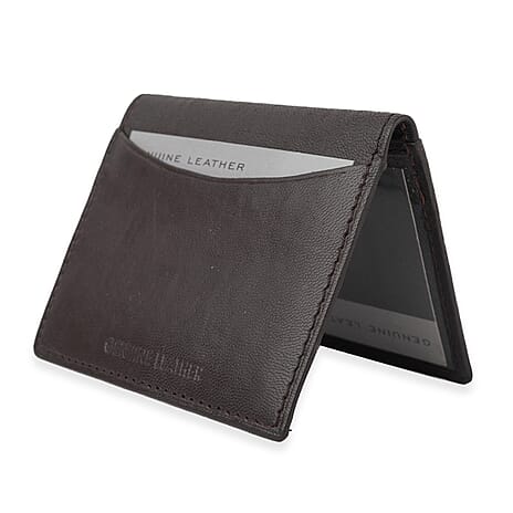 Leather Slim Credit Card Holder - Dark Brown