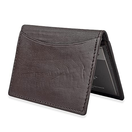 Leather Slim Credit Card Holder - Dark Brown