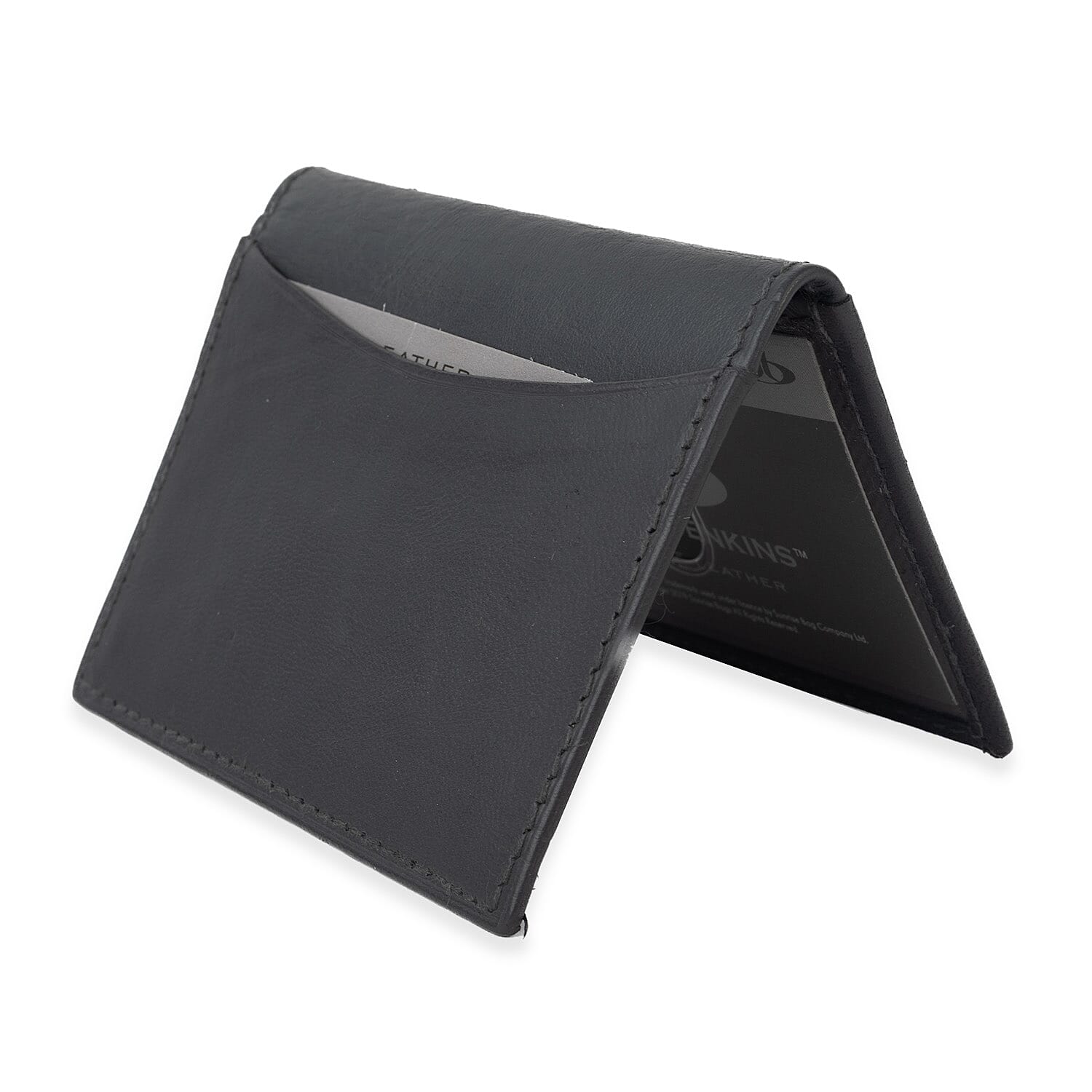 Mens Leather Slim Credit Card Holder - Grey