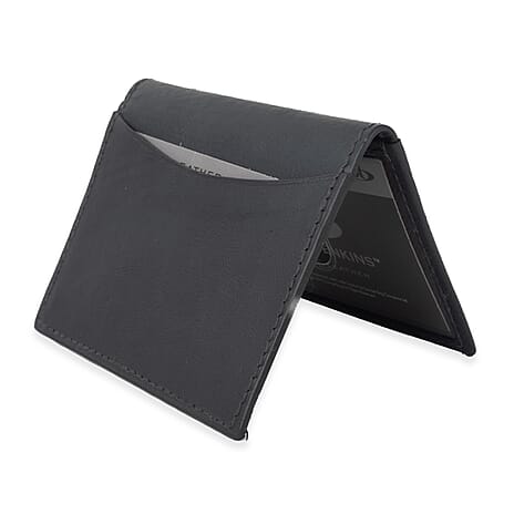 Mens Leather Slim Credit Card Holder - Grey