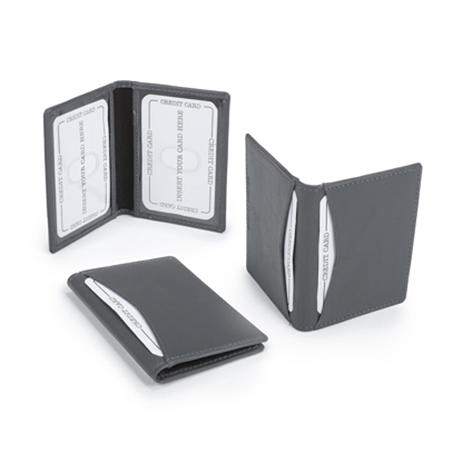 Mens Leather Slim Credit Card Holder - Grey