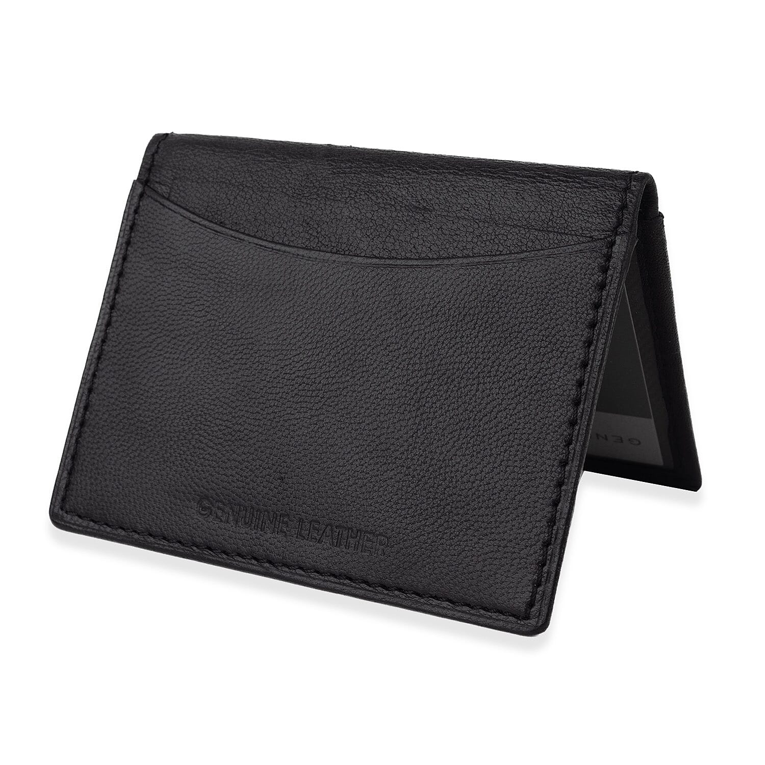 100% Leather Slim Credit Card Holder - Black