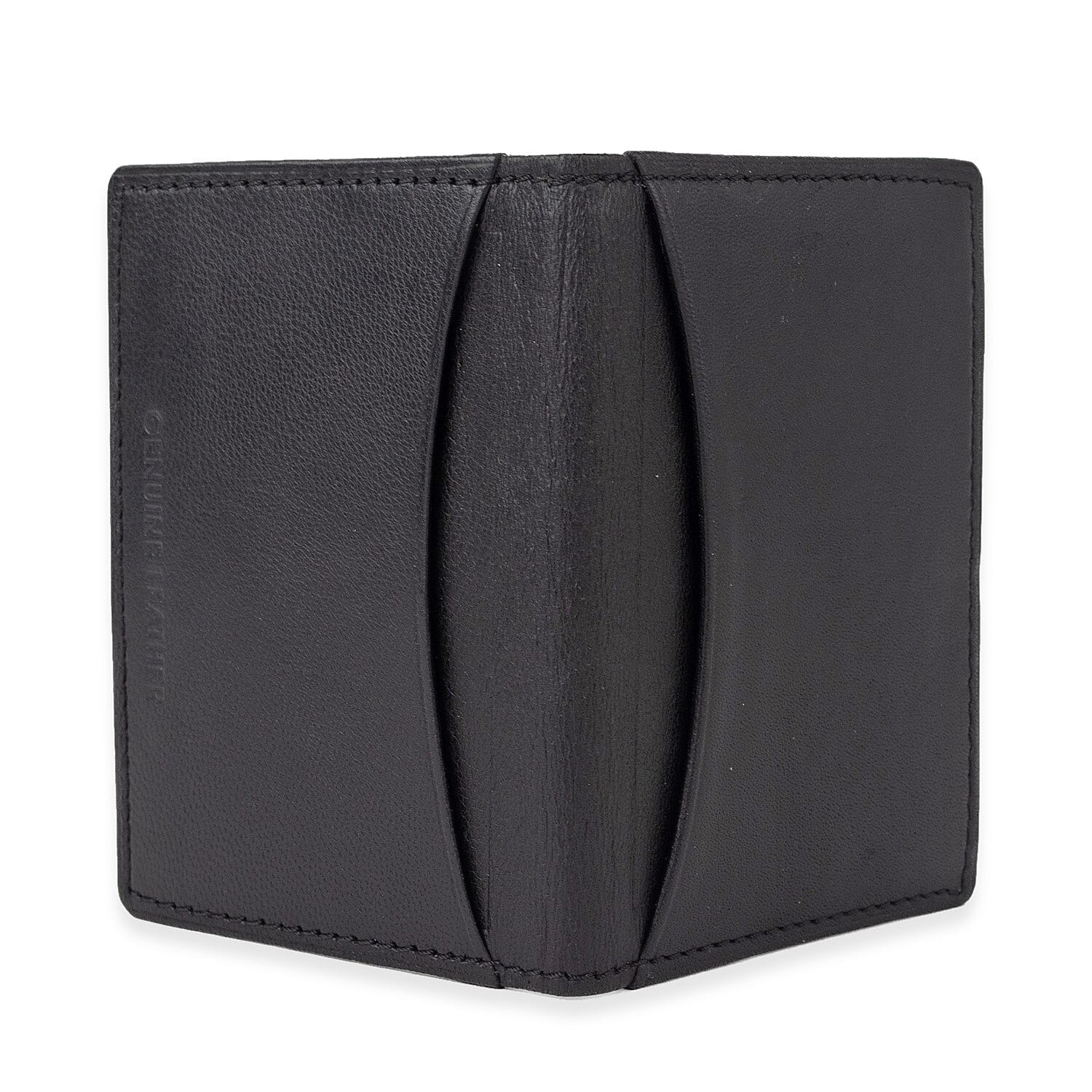 100% Leather Slim Credit Card Holder - Black