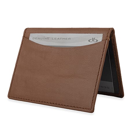 Leather Slim Credit Card Holder - Tan