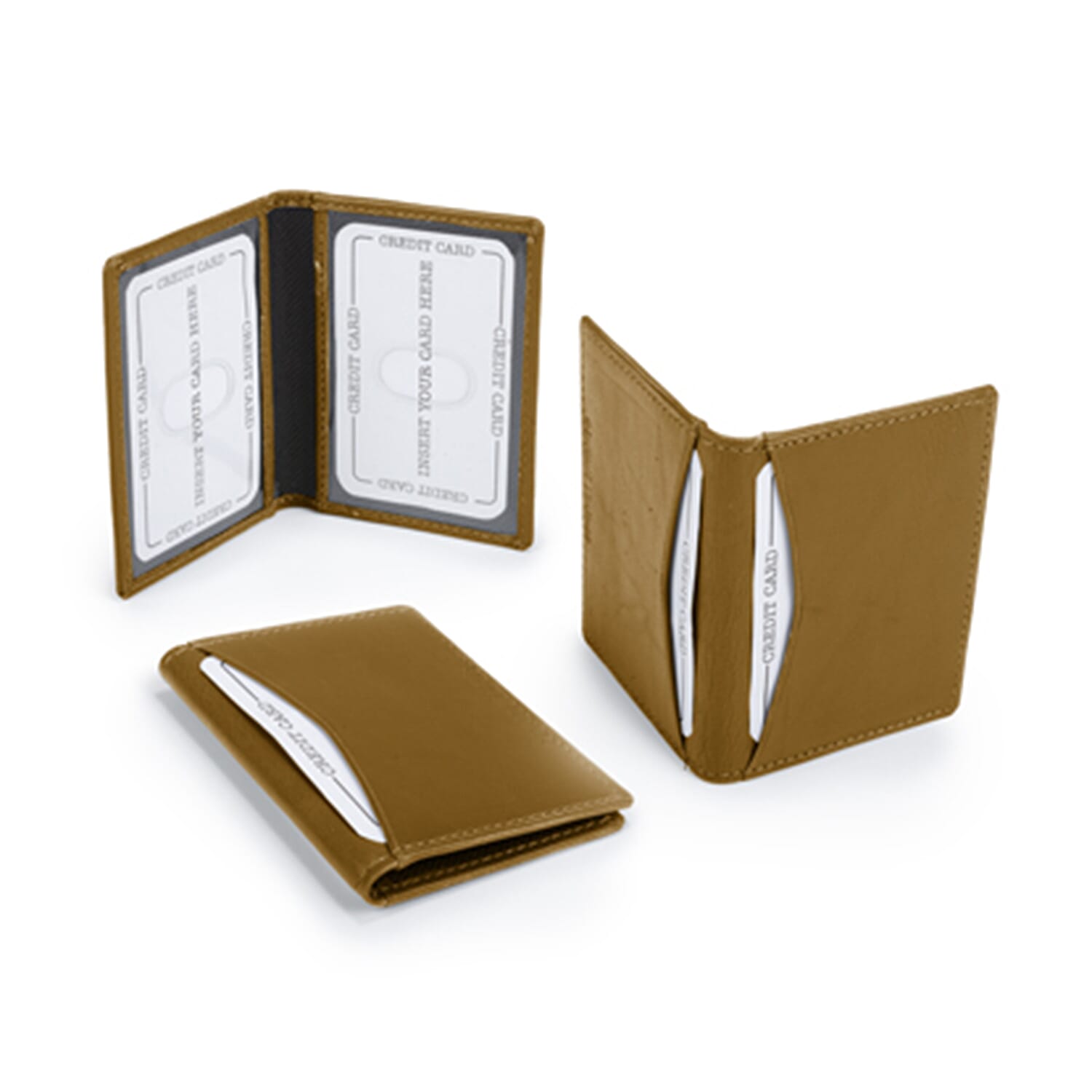 Leather Slim Credit Card Holder - Tan