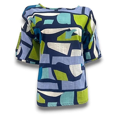 Sugar Crisp Cotton Woven Top (Size - Large) - Turquoise