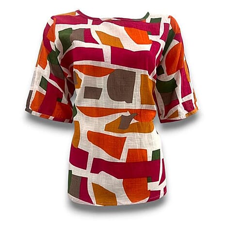 Sugar Crisp Cotton Woven Top (Size - Medium) - Coral