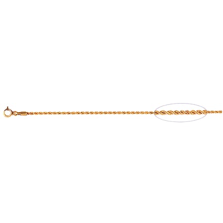 9K Yellow Gold Rope Necklace with Spring Clasp (Size - 18)