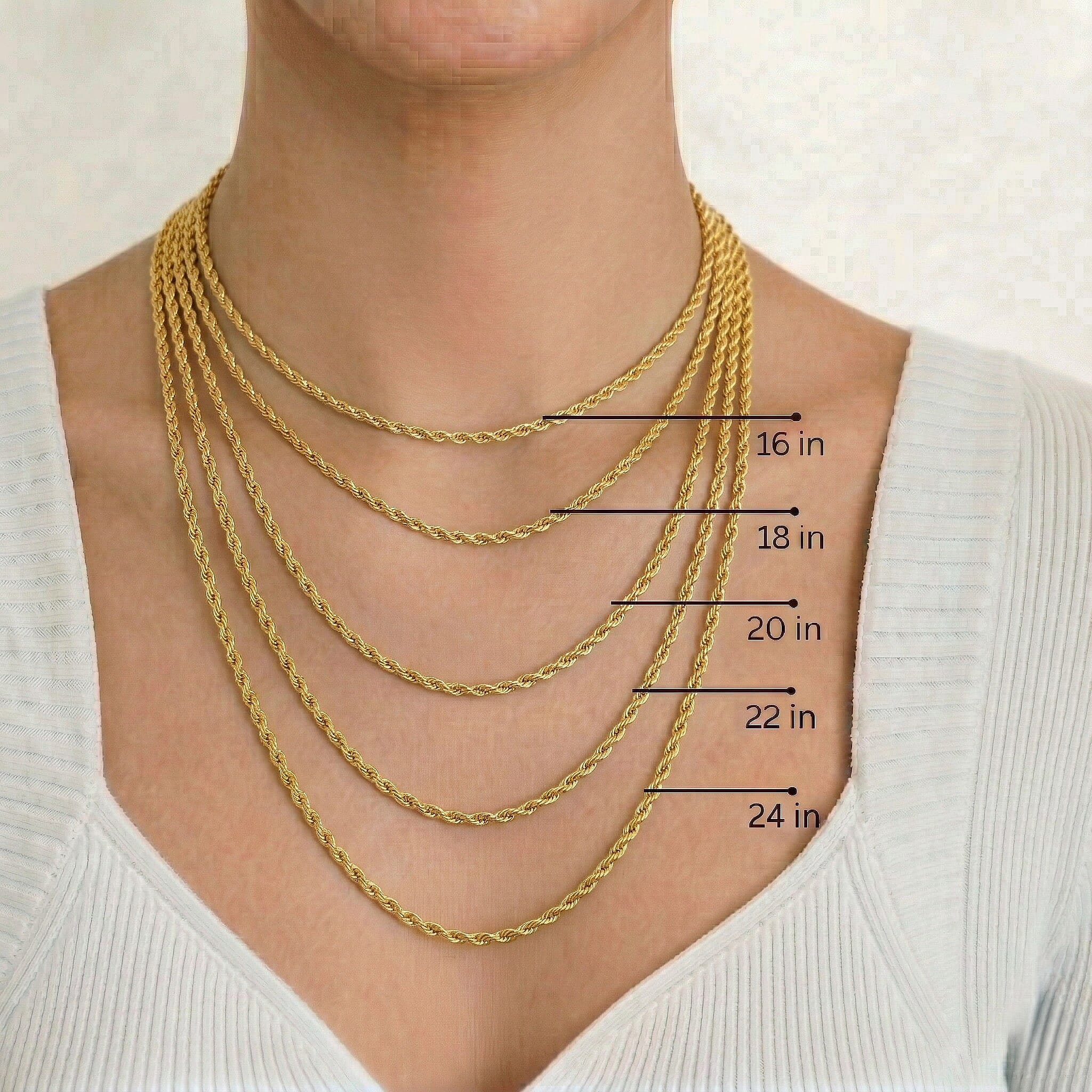 Vicenza Buy-9K Yellow Gold Rope Necklace (Size - 18) with Spring Ring Clasp