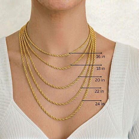 Vicenza Buy-9K Yellow Gold Rope Necklace (Size - 18) with Spring Ring Clasp