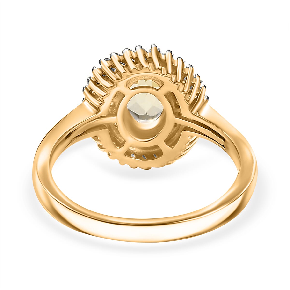 Yellow Apatite, Yellow Diamond & White Diamond Halo Ring in 18K Vermeil Yellow Gold Plated Sterling Silver 1.16 Ct. Yellow Apatite, Yellow Diamond & White Diamond Halo Ring in 18K Vermeil Yellow Gold Plated Sterling Silver 1.16 Ct.