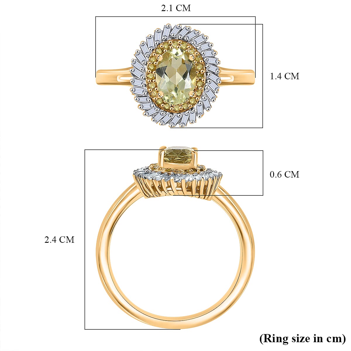 Yellow Apatite, Yellow Diamond & White Diamond Halo Ring in 18K Vermeil Yellow Gold Plated Sterling Silver 1.16 Ct. Yellow Apatite, Yellow Diamond & White Diamond Halo Ring in 18K Vermeil Yellow Gold Plated Sterling Silver 1.16 Ct.