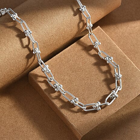 One Time Closeout Deal - Sterling Silver Industrial Necklace (Size 20) Silver Wt. 19.25 Gms.