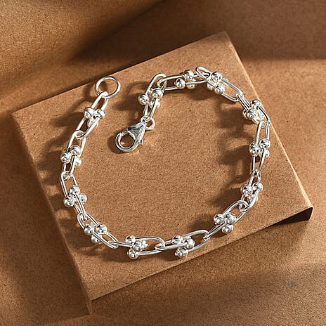 One Time Closeout Deal - Sterling Silver Industrial Bracelet (Size 7.5), Silver Wt. 8.50 Gms.
