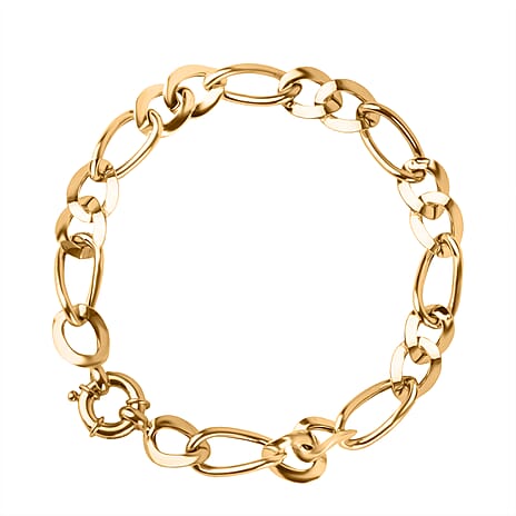 Closeout Deal - 9K Yellow Gold Figaro Bracelet (Size - 7.5) with Senorita Clasp, Gold Wt. 4.70 Gms.