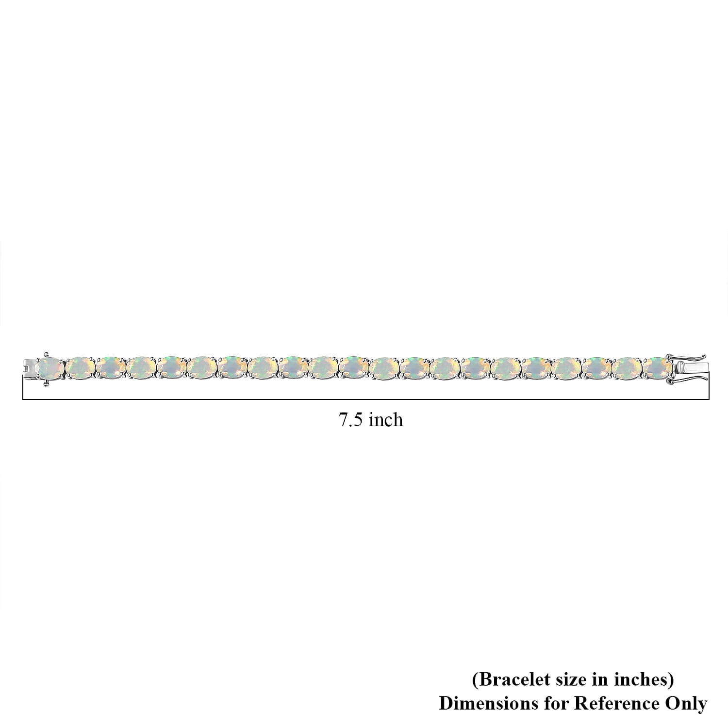AAA Ethiopian Opal Tennis Bracelet (Size - 7)  Rhodium Overlay Sterling Silver 13.42 Ct, Silver Wt. 12.56 Gms.