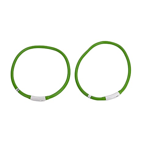 Set of 2 LED Pet Glow Collars -  Green