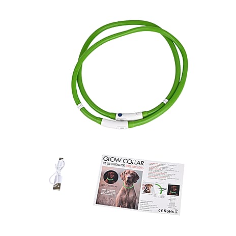 Set of 2 LED Pet Glow Collars -  Green