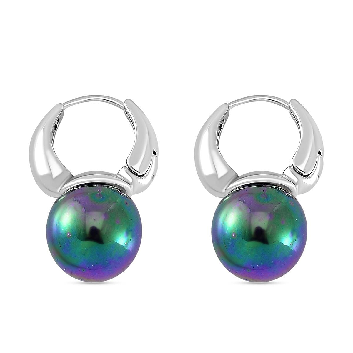 Peacock Color Shell Pearl Earring with Hoop 40.00 Ct.