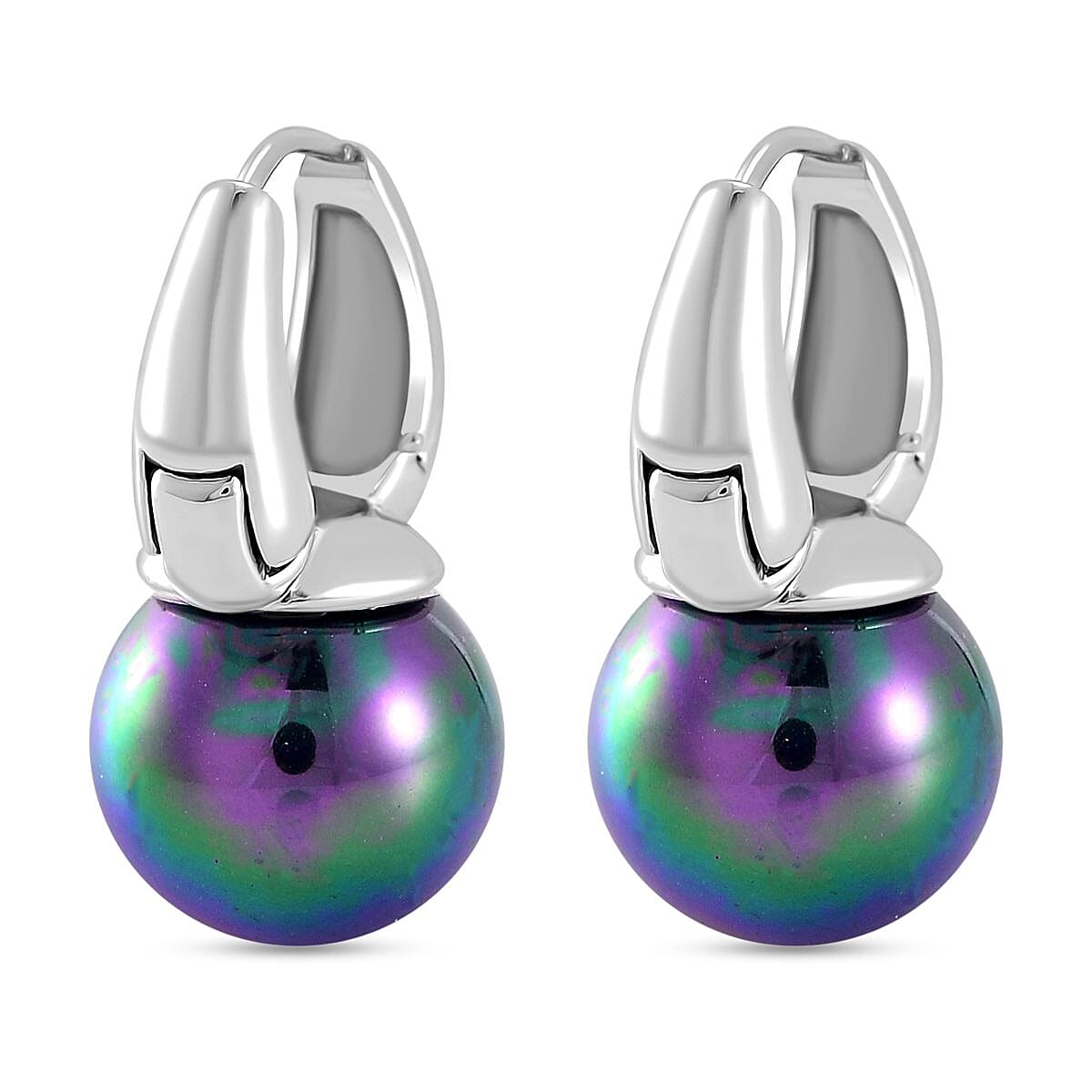 Peacock Color Shell Pearl Earring with Hoop 40.00 Ct.