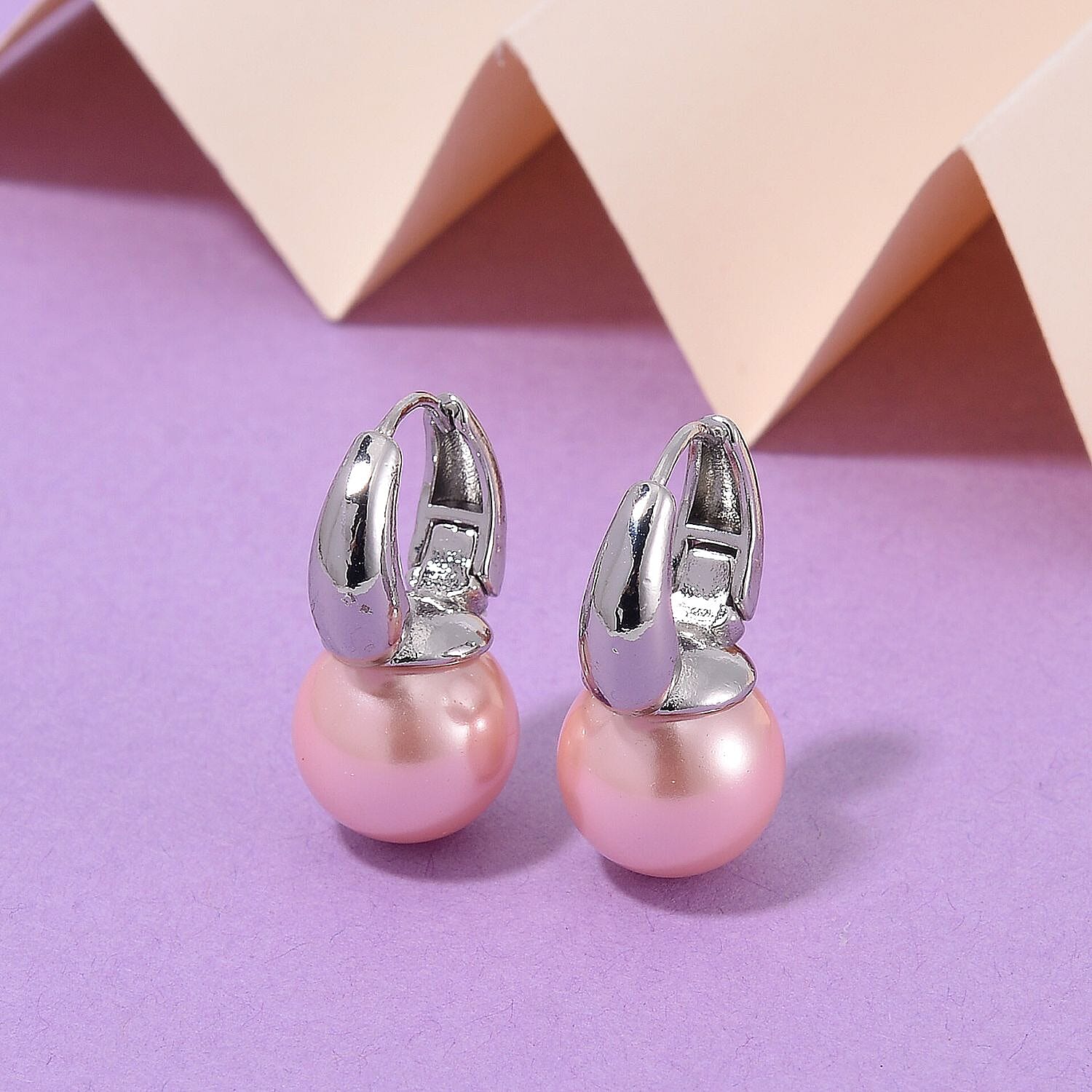 Pink Shell Pearl Earring with Hoop 40.00 Ct.