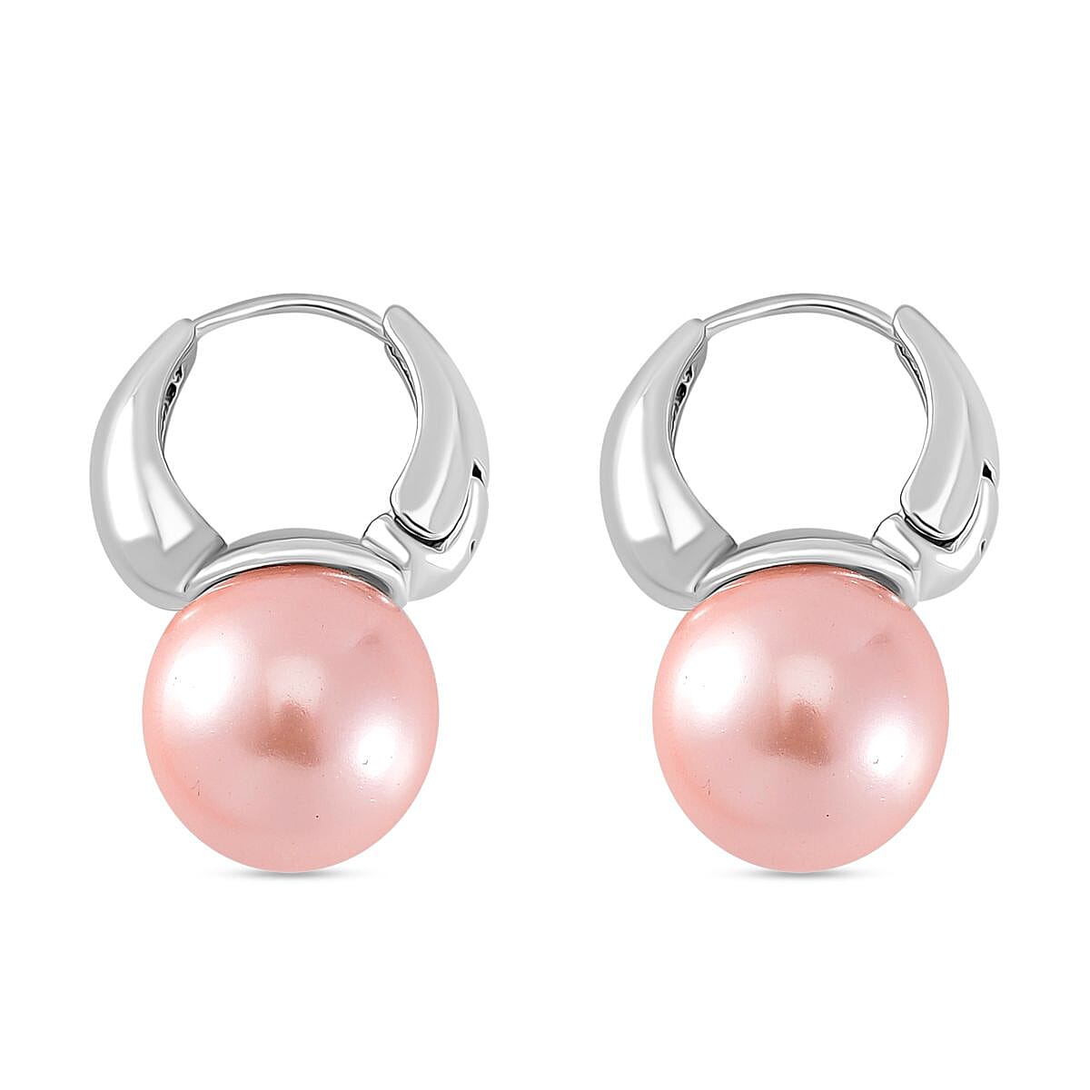 Pink Shell Pearl Earring with Hoop 40.00 Ct.