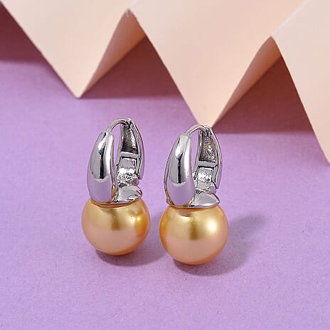 Golden Shell Pearl Earring with Hoop 40.00 Ct.