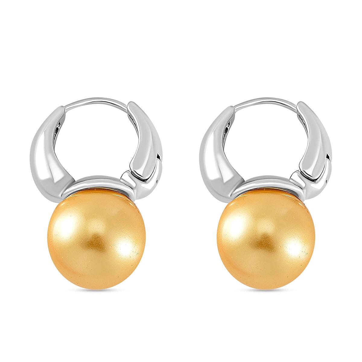 Golden Shell Pearl Earring with Hoop 40.00 Ct.