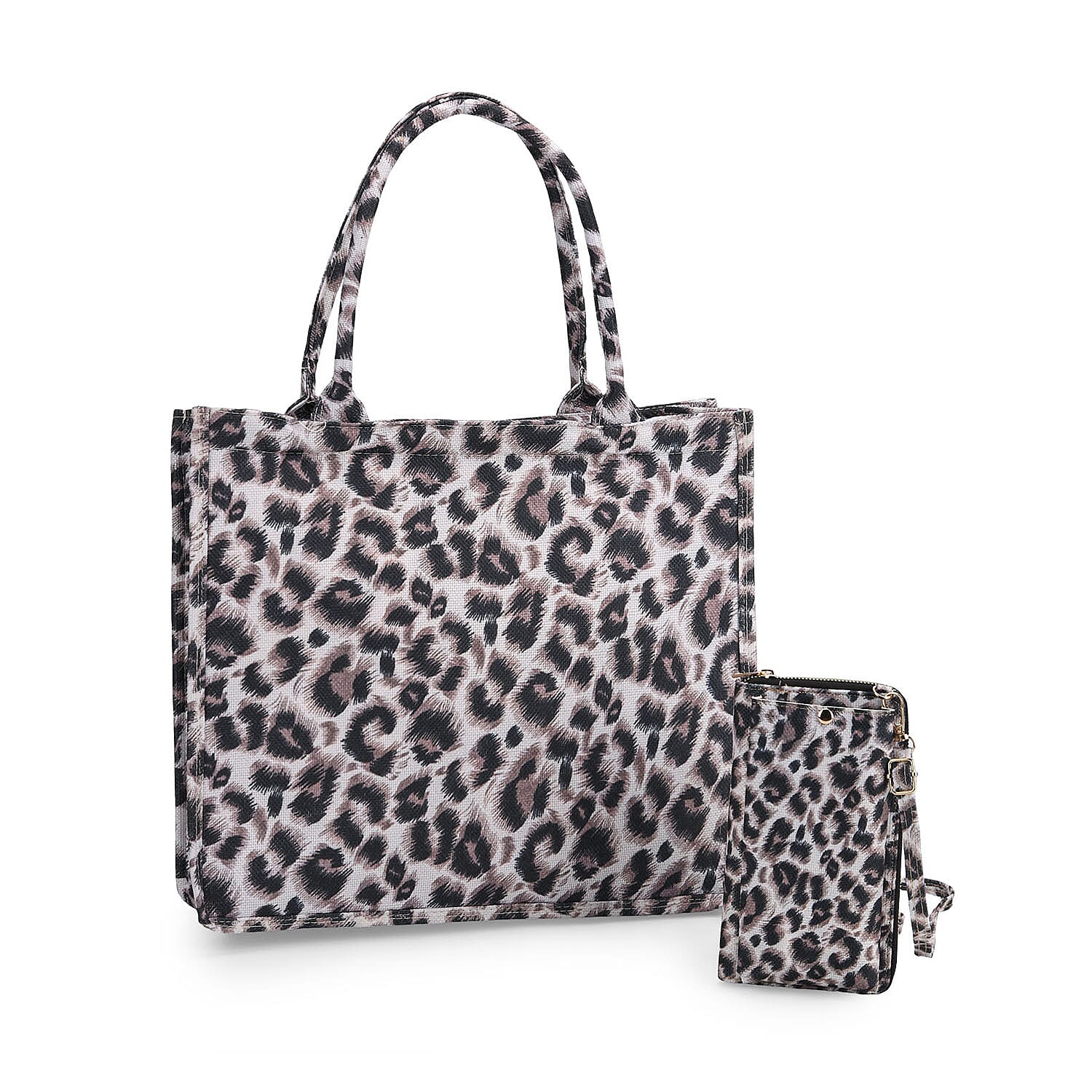 2 Piece Set - Leopard Pattern Tote Bag and Crossbody Bag