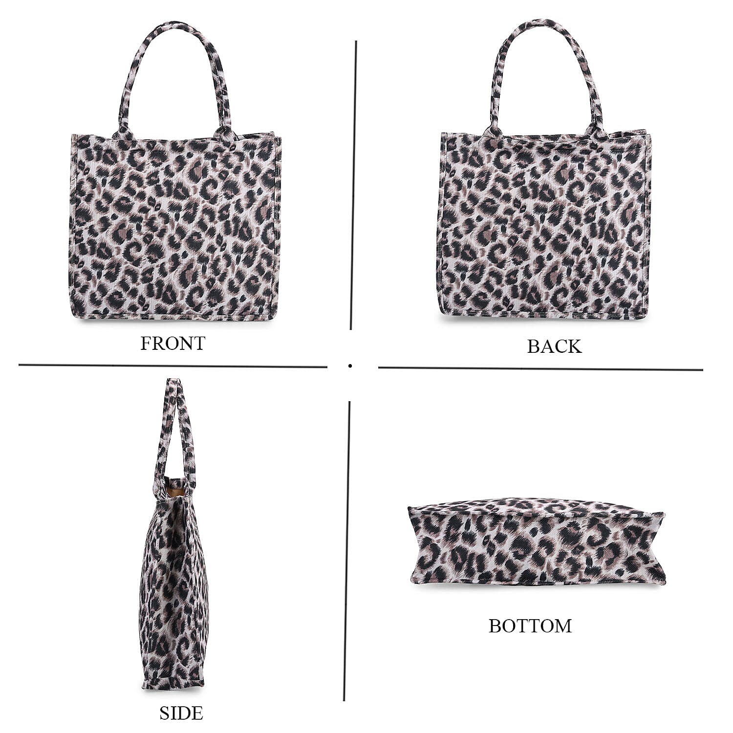 2 Piece Set - Leopard Pattern Tote Bag and Crossbody Bag