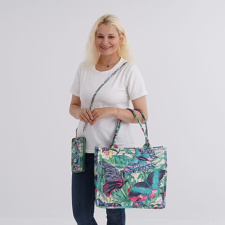 Butterfly Tote Bag (Size 40x12x34 cm) - Multi Color & Multicolor